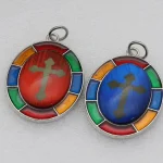 Colored Oval Photo Religious Pendant Natural Stone Alloy Catholic Jewelry Accessories Hanging Decoration Badge Our Lady Jesus - Image 3
