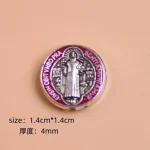 Tibetan Style Flat Round Spacers Beads Colorful Tone Jesus Cross Crucifix Saint Benedict Metal Beads - Image 4