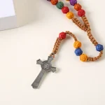 High Quality Catholic Rosary Chain Prayer Beads Colorful with Flower 10mm Plastic Beads Alloy Cross Jesus Charm Centerpiece - Image 4