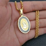 Fashion Pave Rhinestone Zircon Necklace Charms Virgin Mary Pendant Necklaces for Women Religious Stainless Steel Jewelry Gifts - Image 5