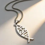 Stainless Steel Bamboo Chain Hip Hop Trendy Unisex Pendant Necklace with Hollow Fish English Letter and Jesus Name - Image 2