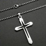 European American Cross-border Copper Crystal Cross Unisex Necklace Fashion Personalized Simple Starlight Hollow Pendant Box - Image 2