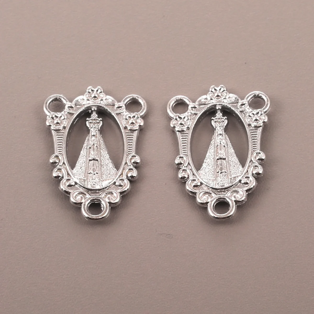 Catholic rosary accessories, oval three-hole pendant, vintage metal jewelry center connector wholesale - Image 4