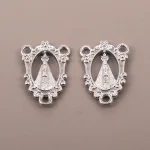 Catholic rosary accessories, oval three-hole pendant, vintage metal jewelry center connector wholesale - Image 4