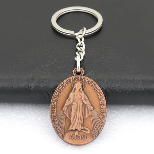 Catholic Religious Blessed Virgin Mary Keychain Metal Jewelry Accessories Our Lady of Aparecida Christian Devotional Key