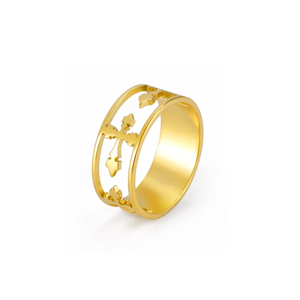 Cross Ring Fashion Trend Cut Half Hollow Titanium Steel Ring Men's and Women's Stainless Steel Ring Jewelry Wholesale - Image 5