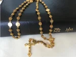 Religions Necklace Prayer Rosary Gold Alloy Rose Flower Beads Fitting Curved Needle Necklace - Image 2