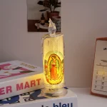 Mecrt Mecrt Catholic LED Light Electronic Wax Candles Religious Acrylic Simulation of Our Lady Jesus for Christmas Gift - Image 3