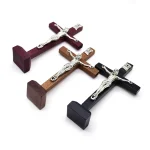 6*10.5cm Wooden Handmade St. Saint Benedict Standing Cross Crucifix Religious Catholic Gift Craft - Image 2