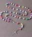 Mecrt Catholic Religious Rosary Crucifix Necklace 8mm/6mm Colorful Cross Polymer Clay Beads Jesus Pendant Zinc Alloy Gif
