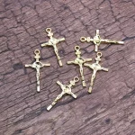 3*1.7cm Diy Accessories Religious Small Stainless Steel Gold Plated Jesus Crucifix Pendant - Image 2