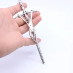 14*5cm Souvenir Cross Jesus Icon Antique Silver Plated Zinc Alloy Metal - Image 5