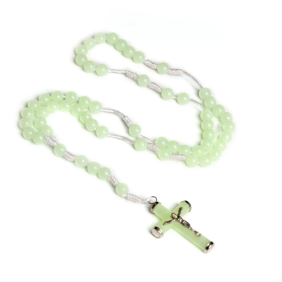 Catholic Rosary Noctilucent Bead Christian Cross Necklace 8mm Glowing Prayer Church Jesus Pendant Jewelry Easter Gifts - Image 6