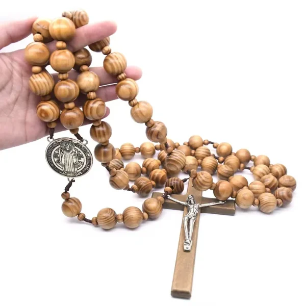 Custom Wood Beads Knotted Rosary