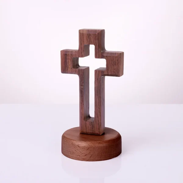 Mecrt Carved Beech Wood Cross Crafts Gifts for Church Table Decor Black Walnut Wooden Cross for Easter Ornaments Home De