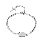 Wholesale 4mm Stainless Steel Rosary Bracelet Religious Style with S.T Miraculous Centerpiece Medal Cross Charms Religious Gift - Image 5