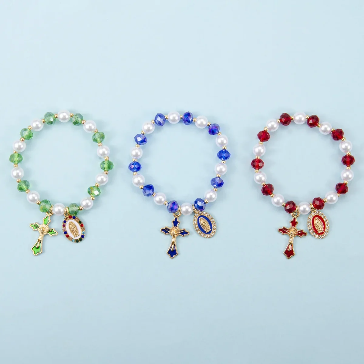 Hot-Selling Saint Benedict Cross Series Pendant Gold-Plated Alloy Beaded Bracelet - Image 4