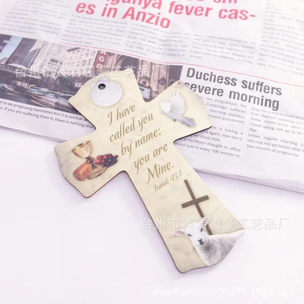 Mecrt Creative Easter DIY Pendant New Home Decoration Wooden Cross Crafts Religious Style with Main Material Jewelry