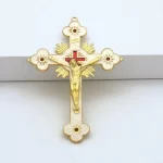 Christian Wall Hanging Cross Golden Jesus Crucifix Large Size 122x85mm Red White Soft Enamel Catholic Cross Pendant Gift