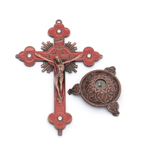 Catholic Christian Cross Ornament Metal Crafts Religious Projects Jesus Statue and Bracket Church Decoration Wholesales