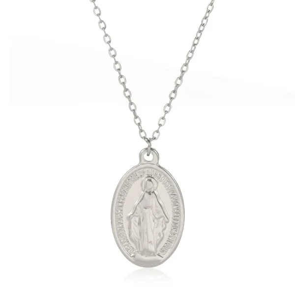 Catholic Jewelry Stainless Steel Oval Holy Father Jesus Pendant Christian Easter Necklace Pendant Fashion Religious Gift