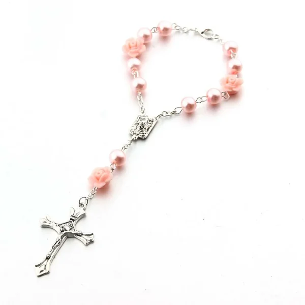 Wholesale Catholic Rosary Bracelet Prayer Fashion Cross Bracelet Gold Imitation Glass Pearl Handcrafted Curved Needle Br