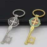 Catholic Saint Benedict Medal Keychain Medals Key Religious Key Holder Exorcism Christian Sacramental Medal Jewelry - Image 2