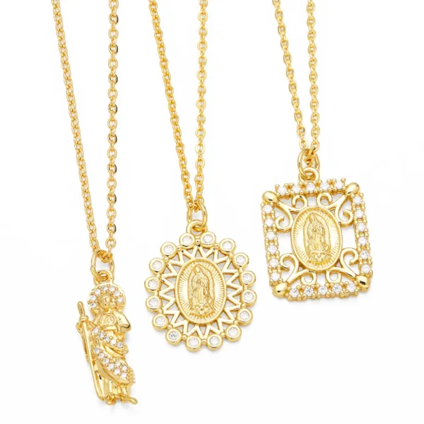 Mecrt Virgin Mary Necklace Simple Collar Religious Our Lady of Guadalupe Alloy Jewelry with Cross for Gift Wholesale