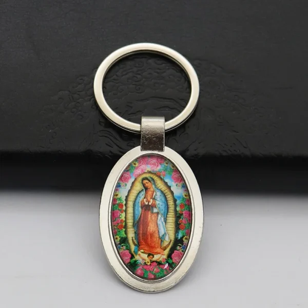 Catholic Keychain Mini Metal Keychains New Cartoon Photo Frame Pendant and Car Keychain Accessory