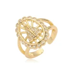 Fashion Retro Copper Plated 18K Gold Zircon Virgin Mary Geometric Minimalist Open Ring Women Niche Personality - Image 5