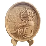 Jesus Crafts Catholic YS Saint Statue Family Plate Ornament Beech Wood Oval Relief Carving Study Class Gift - Image 5