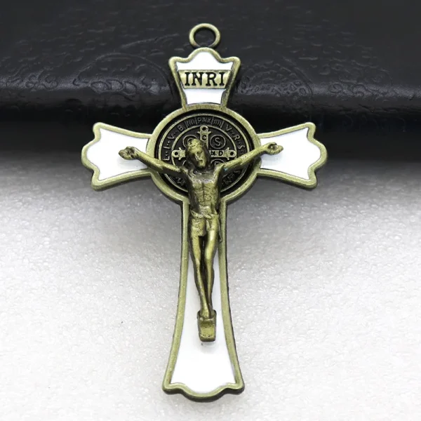 Mecrt Cross Jesus Pendant 7.5*4.5cm Church Catholic Christian Religion Saint Benedict Retro Cross INRI Multiple Colors J