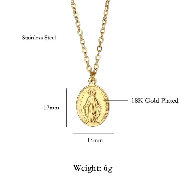Catholic Cross Guadalupe Virgin Mary Stainless Steel Religious Heart Lord Prayer Bible Cross Etch Embossed Necklace