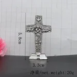 Mecrt Cross of Jesus Catholicism Christianity Vintage Gold/Silver Metal Cross Table Ornaments for Souvenirs Birthday Craft Gift - Image 3
