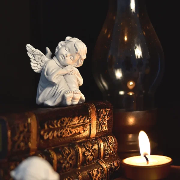 Catholic Communion Baptism Products Angel Ornament Resin Girl Heart Sculpture Tabletop Decorations