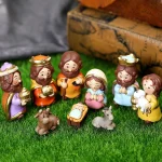 Christmas Gifts Cartoon Jesus Was Born Manger Ornaments Virgin Figures Resin Crafts Home Lighting Decorations Sculpture - Image 3