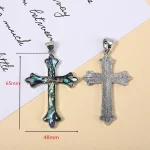 Vintage Inlaid Shell Twist Pattern Cross, Abalone Shell Men's and Women's Pendants Christian Cross Jewelry Pendant Accessories - Image 4