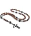 Mecrt Religious Black Onyx African Turquoise Hematite Tiger Eye Stone Pray Beads Blessing Christian Cross Necklace