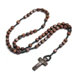Catholic Rosaries Wholesale Rosary Beads for Men Women Necklace Christian Wooden Cross Religious Accessories Easter Gift