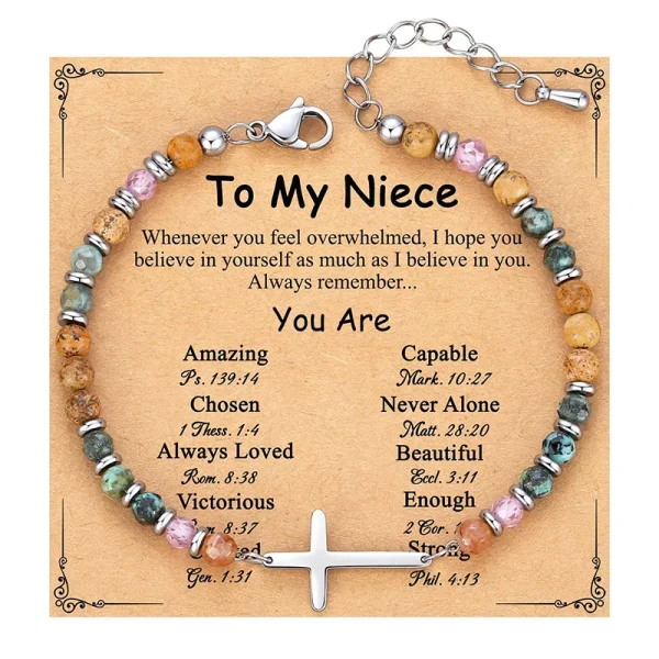 Hot Selling Cross Charm Bracelet Women Stone Bangle Wholesale Trendy Christian Jewelry Friends Family Gift