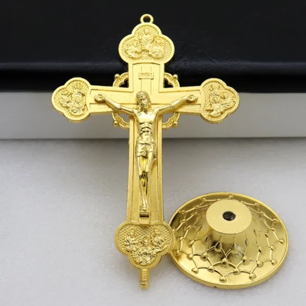 Catholic Jesus Cross Home Office Retro Metal Desk Casted Jewelry Ornaments Elegant Cross-Themed Decorative Accessories