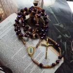 Fashion Silver Plated Alloy Crystal Beads Cross Catholic Jesus Rosary Necklace for Gift - Image 5