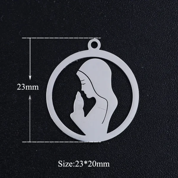 Mecrt Children’s Virgin Mary Hollow Stainless Steel Charm Catholicism Pendant Religious Decoration
