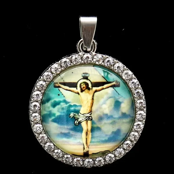 Zinc Alloy Catholic Saint Charm Pendant for Religious Round Jesus Angel Madonna Pendant