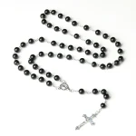 Catholic Cross Rosary Necklace Imitation Pearl 8MM Beads Easter Christian Sacrifice Gifts Church Prayer Jewelry Wholesale - Image 2