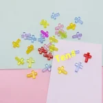 DIY Handmade Beaded Card Holder Decoration Materials White Pink 3D Cross Accessories Ins Style with Loose Acrylic Beads - Image 3