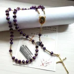 Fashion Silver Plated Alloy Crystal Beads Cross Catholic Jesus Rosary Necklace for Gift - Image 4