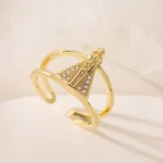 Fashion Retro Copper Plated 18K Gold Zircon Virgin Mary Geometric Minimalist Open Ring Women Niche Personality - Image 4
