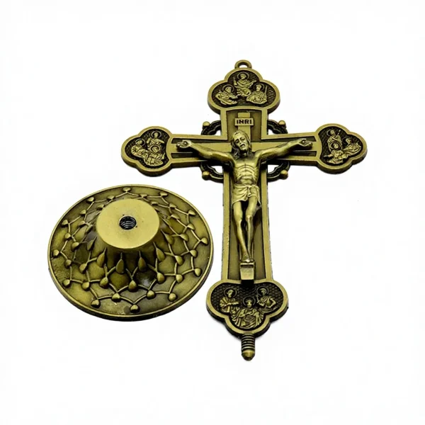 Catholic Jesus Cross Home Office Retro Metal Desk Casted Jewelry Ornaments Elegant Cross-Themed Decorative Accessories