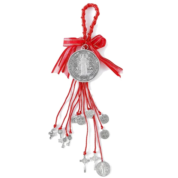 Mecrt St. Benedict Medallion Christmas Ornaments Religious Style Alloy Pendants for Cars and Doors Home Decorations